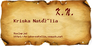 Kriska Natália névjegykártya