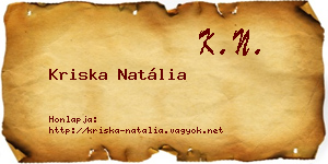 Kriska Natália névjegykártya